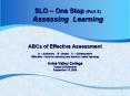 SLO One Stop Part 2 Assessing Learning