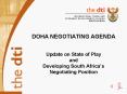 DOHA NEGOTIATING AGENDA Update on State of Play and Developing South Africas Negotiating Position