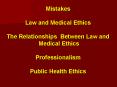 Mistakes Law and Medical Ethics The Relationships Between Law and Medical Ethics Professionalism Pub