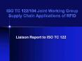 ISO TC 122104 Joint Working Group Supply Chain Applications of RFID