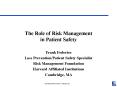 The Role of Risk Management in Patient Safety