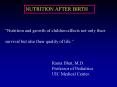 NUTRITION AFTER BIRTH
