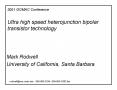 Ultra high speed heterojunction bipolar transistor technology