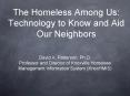 The Homeless Among Us: Technology to Know and Aid Our Neighbors
