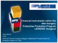 Financial Instruments within the New Hungary Enterprise Promotion Program JEREMIE Hungary