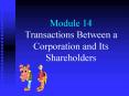 Module 14 Transactions Between a Corporation and Its Shareholders
