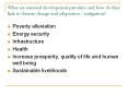 What are national development priorities and how do they link to climate change and adaptation mitig