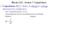Physics 212 lecture 7: Capacitance