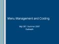 Menu Management and Costing