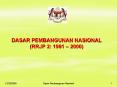 DASAR PEMBANGUNAN NASIONAL RRJP 2: 1991 2000