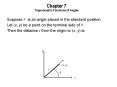 Chapter 7 Trigonometric Functions of Angles