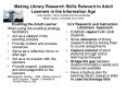 Making Library Research Skills Relevant to Adult Learners in the Information Age Linda Gordon, Chris