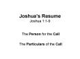 Joshuas Resume Joshua 1:19