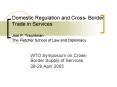 Domestic Regulation and Cross Border Trade in Services Joel P' Trachtman The Fletcher School of Law