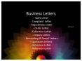 Business Letters Sales Letter Complaint Letter Adjustment Letter Order Letter Collection Letter Enqu