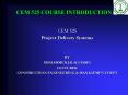 CEM 525 COURSE INTRODUCTION
