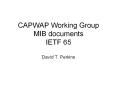 CAPWAP Working Group MIB documents IETF 65