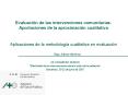Evaluacin de las intervenciones comunitarias' Aportaciones de la aproximacin cualitativa Aplicacione
