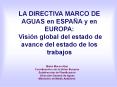 LA DIRECTIVA MARCO DE AGUAS en ESPAA y en EUROPA: Visin global del estado de avance del estado de lo
