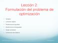 Leccin 2: Formulacin del problema de optimizacin
