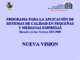 PROGRAMA PARA LA APLICACIN DE SISTEMAS DE CALIDAD EN PEQUEAS Y MEDIANAS EMPRESAS Basados en las Norm