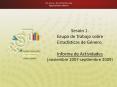 Sesin 1' Grupo de Trabajo sobre Estadsticas de Gnero' Informe de Actividades noviembre 2007septiembr