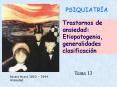 Trastornos de ansiedad: Etiopatogenia, generalidades clasificacin