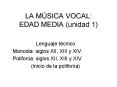 LA MSICA VOCAL: EDAD MEDIA unidad 1