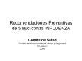 Recomendaciones Preventivas de Salud contra INFLUENZA