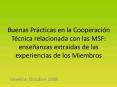 Buenas Prcticas en la Cooperacin Tcnica relacionada con las MSF: enseanzas extradas de las experienc