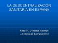 LA DESCENTRALIZACIN SANITARIA EN ESPAA