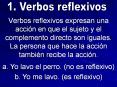 Verbos reflexivos expresan una accin en que el sujeto y el complemento directo son iguales' La perso