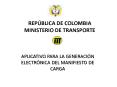 REPBLICA DE COLOMBIA MINISTERIO DE TRANSPORTE