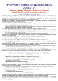 PROYECTO REDES DE INVESTIGACIN DOCENTE Arnzazu Calzada Catedrtica de Derecho Romano Facultad de Dere