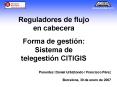 Reguladores de flujo en cabecera Forma de gestin: Sistema de telegestin CITIGIS