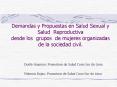 Demandas y Propuestas en Salud Sexual y Salud Reproductiva desde los grupos de mujeres organizadas de la sociedad civil.