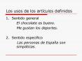 Los usos de los artculos definidos