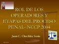 ROL DE LOS OPERADORES Y ETAPAS DEL PROCESO PENAL NCCP 2004