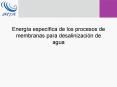 Energa especfica de los procesos de membranas para desalinizacin de agua