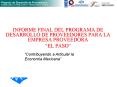 INFORME FINAL DEL PROGRAMA DE DESARROLLO DE PROVEEDORES PARA LA EMPRESA PROVEEDORA