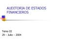 AUDITORIA DE ESTADOS FINANCIEROS