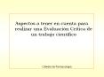 Aspectos a tener en cuenta para realizar una Evaluacin Crtica de un trabajo cientfico