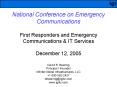 National Conference on Emergency Communications First Responders and Emergency Communications
