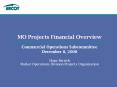 MO Projects Financial Overview Commercial Operations Subcommittee December 8, 2008 Hope Parrish Market Operations Division Projects Organization