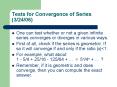 Tests for Convergence of Series 32406