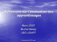 Rflexions sur lvaluation des apprentissages