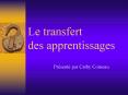 Le transfert des apprentissages