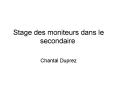 Stage des moniteurs dans le secondaire