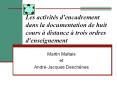 Les activits d'encadrement dans la documentation de huit cours distance trois ordres d'enseignement