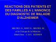 REACTIONS DES PATIENTS ET DES FAMILLES A LANNONCE DU DIAGNOSTIC DE MALADIE DALZHEIMER